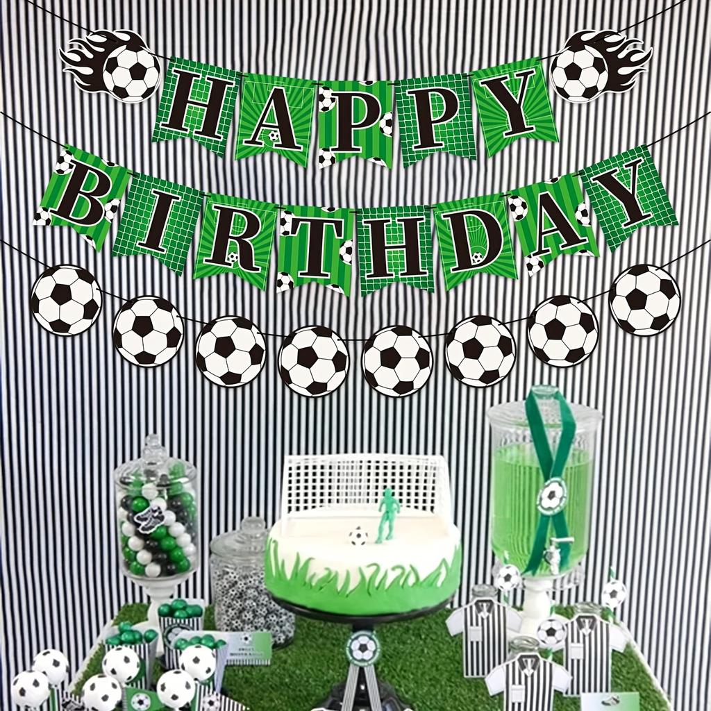 1Set Soccer Happy Birthday Banner,Sport Theme Soccer Player Birthday Supplies,Soccer Enthusiast Birthday Party Decorations