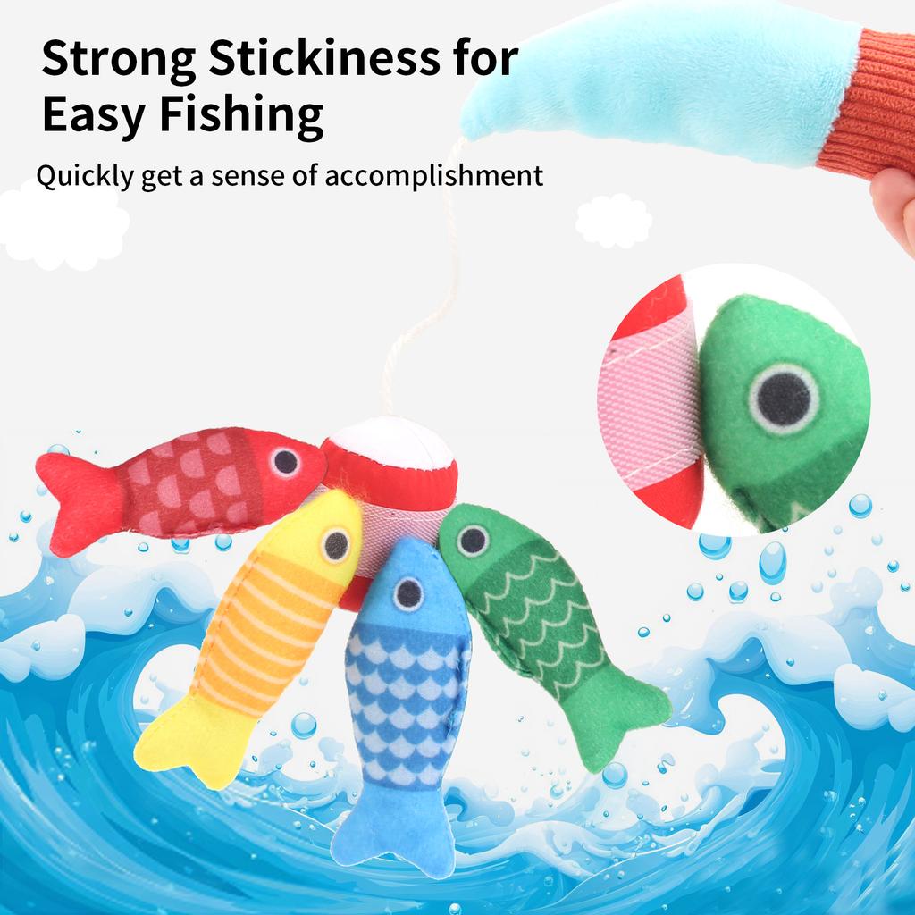 Baby Fishing Toys Plush Little Fishpond Set Simulating Fishing Games Color Number Cognition Fine Motor Training Montessori Toys