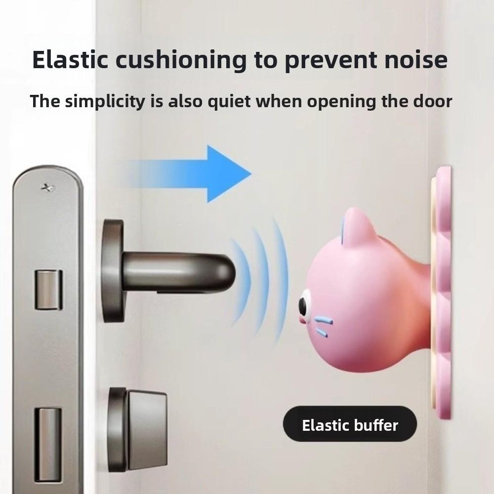 New Cartoon Cat Door Bumper Stickers PVC Durable Door Handle Stop Anti-Trap Protection Door Handle Mute Pad Home Use