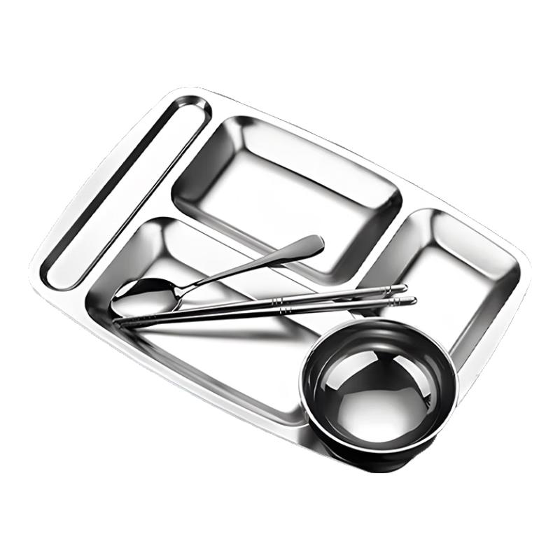 Commercial 304 Stainless Steel 5-Compartment Fast Food Tray