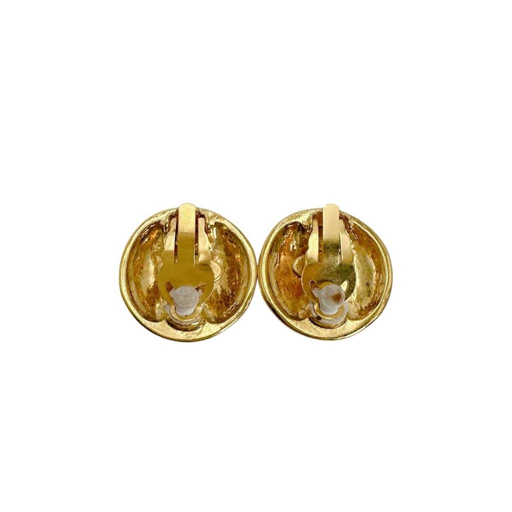 CHANEL Vintage large COCO Mark Earring metal gold Women Used