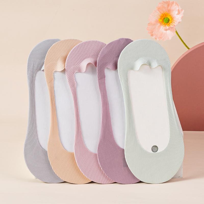 4 Paar Damen Sommer Dünne Socken Slipper Silikon Rutschfest Eis Seide Kniestrümpfe Nahtlos Unsichtbar Mädchen Uni Bootssocken Korea