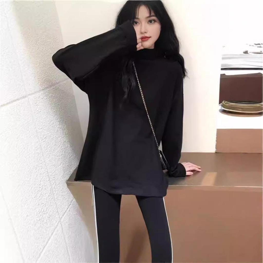 Women's 2024 Autumn/Winter Half Turtleneck Warm Loose Long Sleeve Top