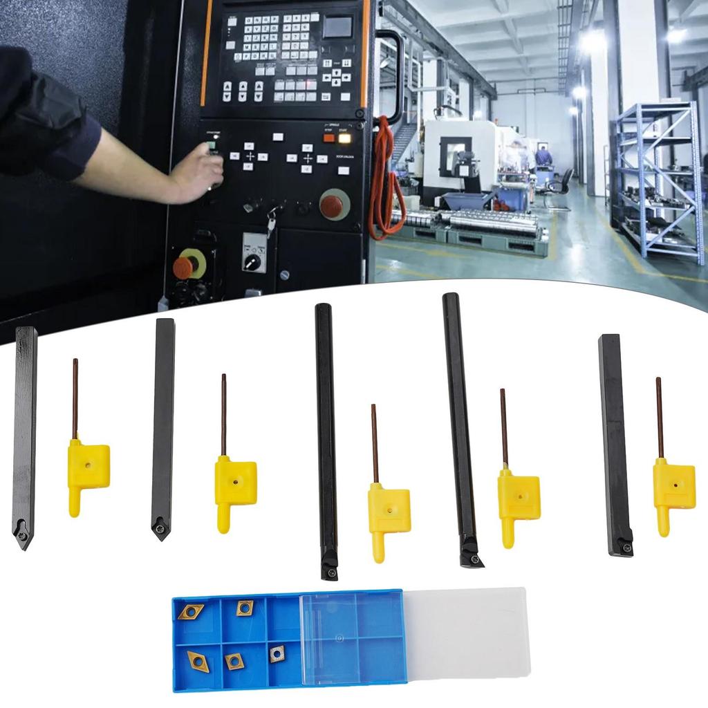 5pcs 8mm Shank Indexable Lathe Turning Tool Holder + CCMT060204 DCMT070204 Insert