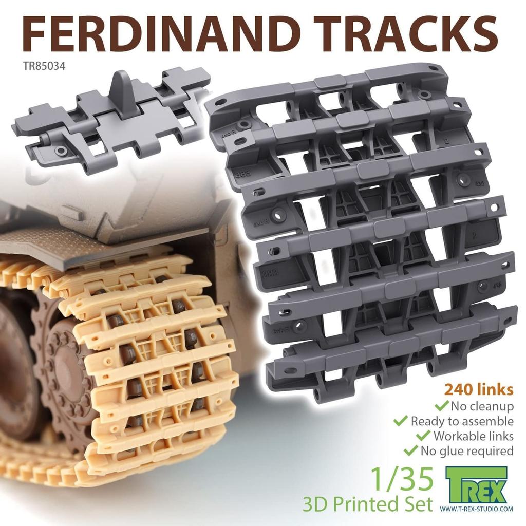 Studio Ferdinand Tank Destroyer Movable Track Plastic Model Parts TR85034 Molded Color T-Rex 1/35