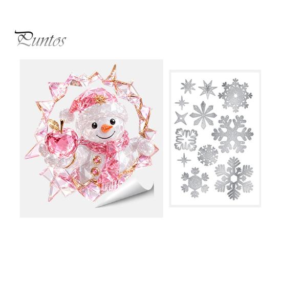 Living Room Christmas Accents 2Pcs Stained Glass Style Window Clings, Double?Sided Printed Xmas Static Indoor Outdoor Festive Signs Decals, Snowman