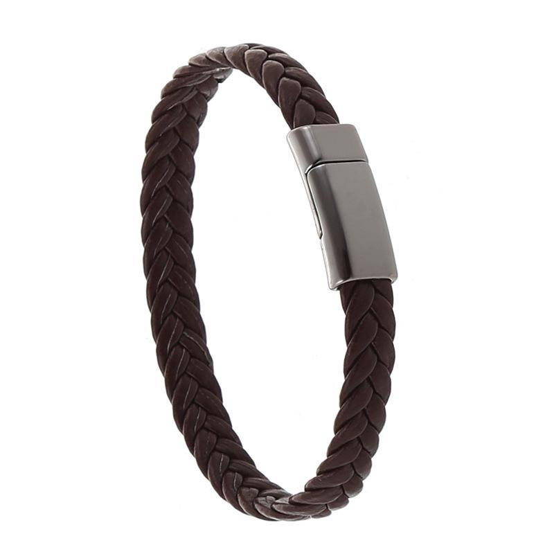 Trendy Unisex Leather Bracelet with Magnetic Clasp - Handcrafted Simple Design