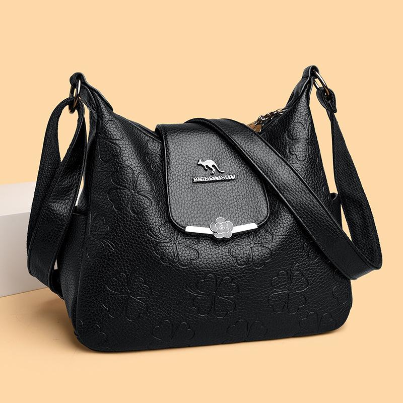 Soft Leather Large Capacity Crossbody Bag Women's Shoulder Bag Middle-aged Mother Bag
