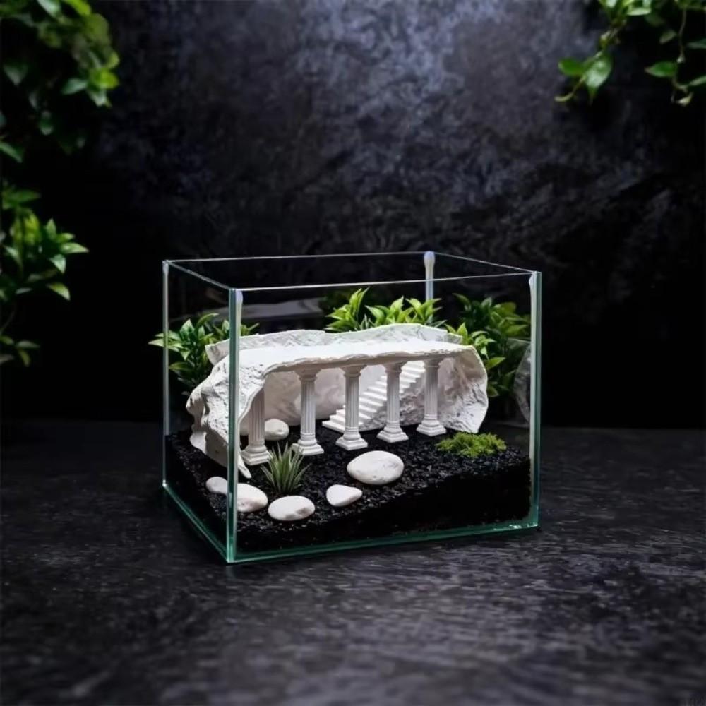 Simulated Aquarium Cave Tunnel Artificial Roman Column Shrimp Hiding House  For Home Office Desk
