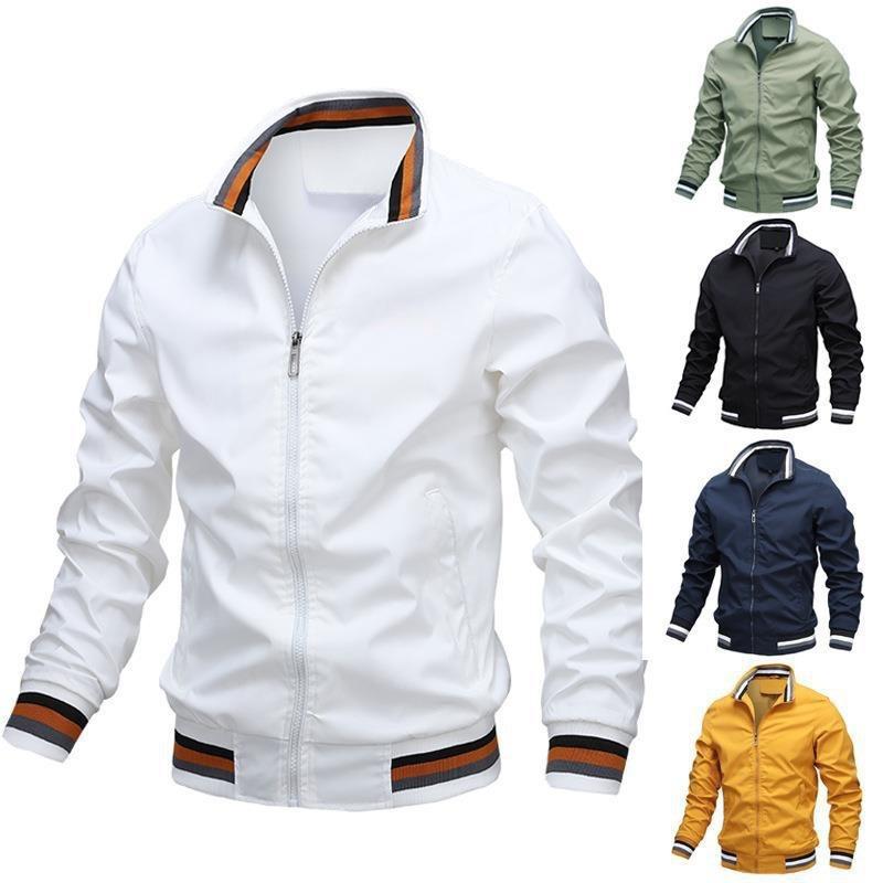 Giacca Bomber Casual Primavera e Autunno Giacca Sportiva da Uomo Giacca alla Moda a Colori a Contrasto