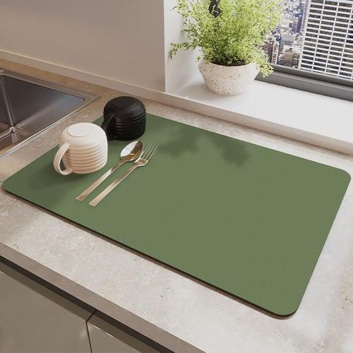 Diatomaceous Earth Dish Draining Mat, Soft, Washable, Quick-Drying, Absorbent, Antibacterial, Non-Slip, Rollable for Storage, Oil-Resistant, Easy To C