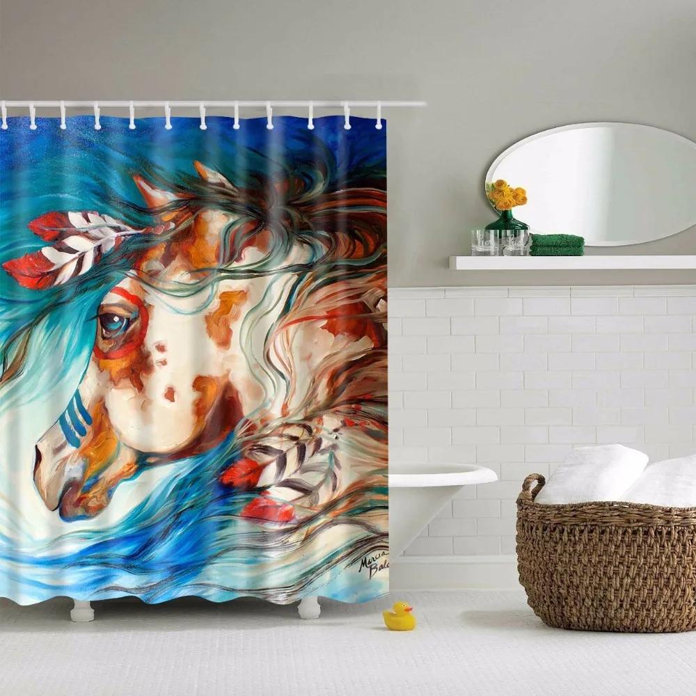 Animals Elephant Shark Killer Whale Octopus Deer Horse Lion Shower Curtains Bathroom Waterproof Polyester Curtain Bath