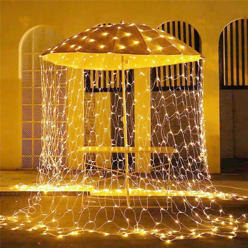 Festoon Net Mesh LED String Light Outdoor Garden Summer Decor Fairy Garland Lamp Wedding Party Courtyard Wall Hanging Lights