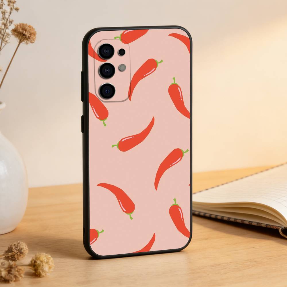 Chili Red Phone Case For Samsung S25,S24,S21,S22,S23,S30,Ultra,S20,Plus,Fe,Lite,Note,10,Black Cover