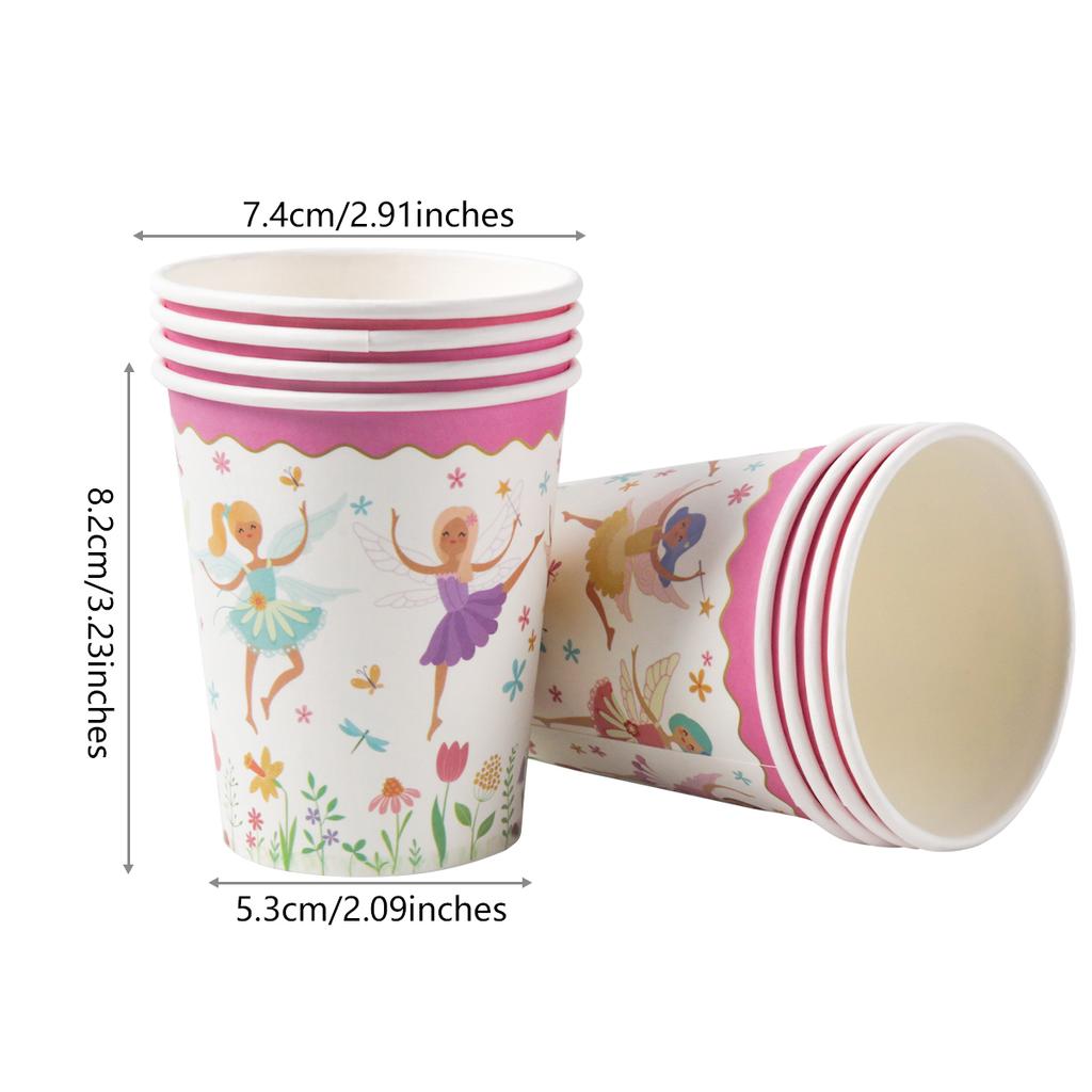 Fairy Party Disposable Tableware Floral Fairy Printing Paper Plate Cup Napkins Girls Tea Party Supplies Birthday Party Decor