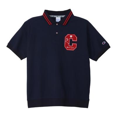 Short Sleeve Antibacterial and Odor Resistant Stretch UV Protection Graphic Logo Print Polo Shirt Golf Navy [Champion] Men's C3-ZG311