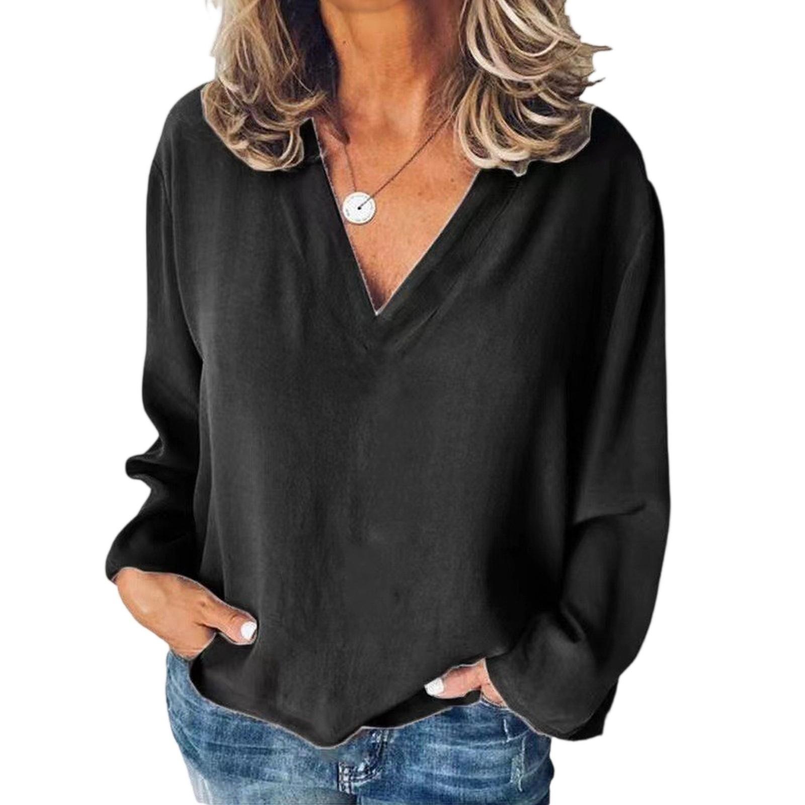 

Women s T Shirt Tee Long Sleeve Daily Weekend Fashion Basic Regular Top M чорний