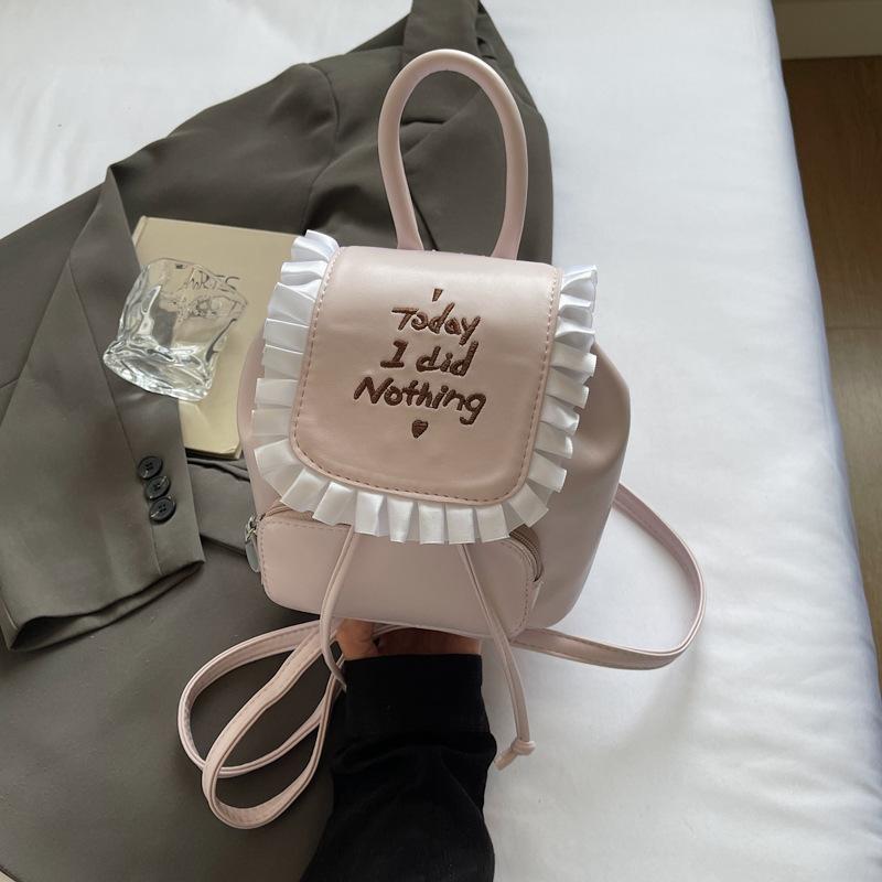 

2025 summer new fashion Korean version of girl style casual women s backpack letter embroidery fashion small schoolbag розовый