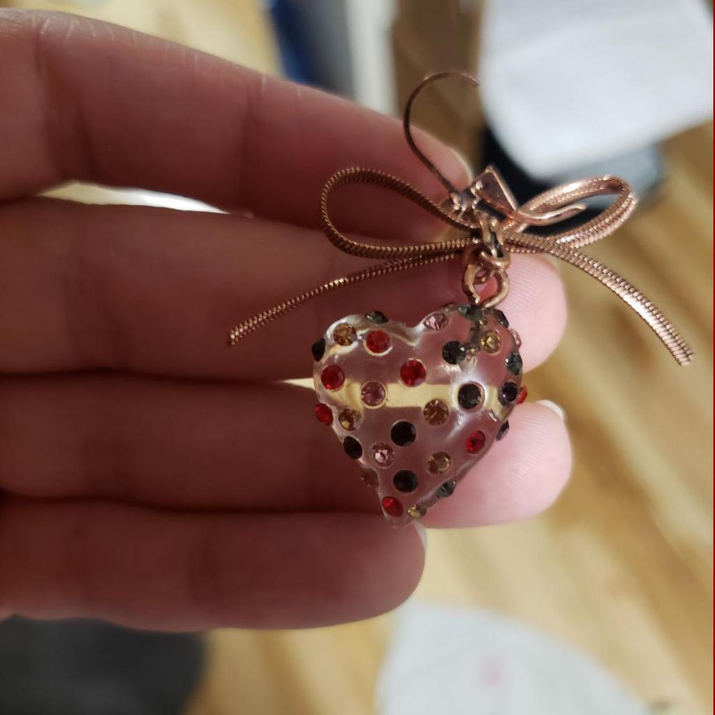 Retro Schmetterling Quaste Knoten übertrieben farbig Diamant besetzt Reisperle Kristall herzförmige Ohrringe