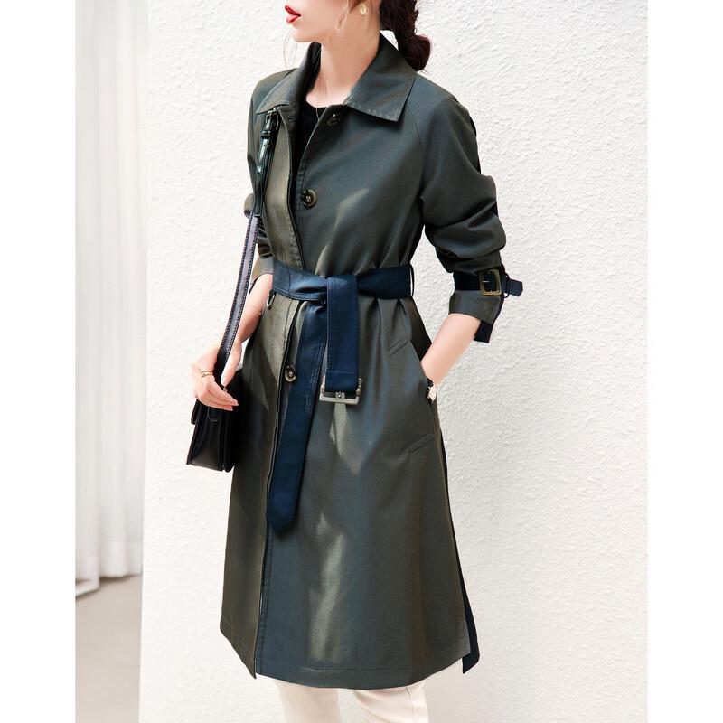 Women's Polo Collar Cotton Blend Trench Coat