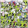 52PCS Little Green Alien Stickers Colorful Funny Green Alien Cup Laptop Cell Phone Luggage Decoration Waterproof Stickers
