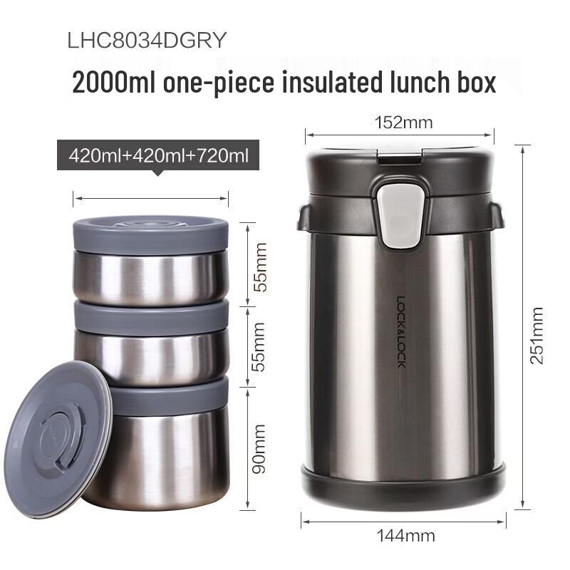 

LOCK&LOCK Portable 3-Layer Insulated Stainless Steel Lunch Box