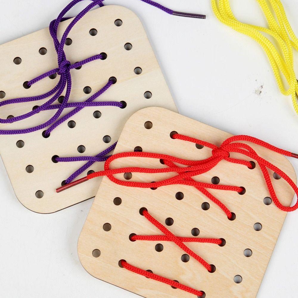 Creativity Wooden Lacing Toy Thinking Training Wooden Threading Rope Board  Toddler Games