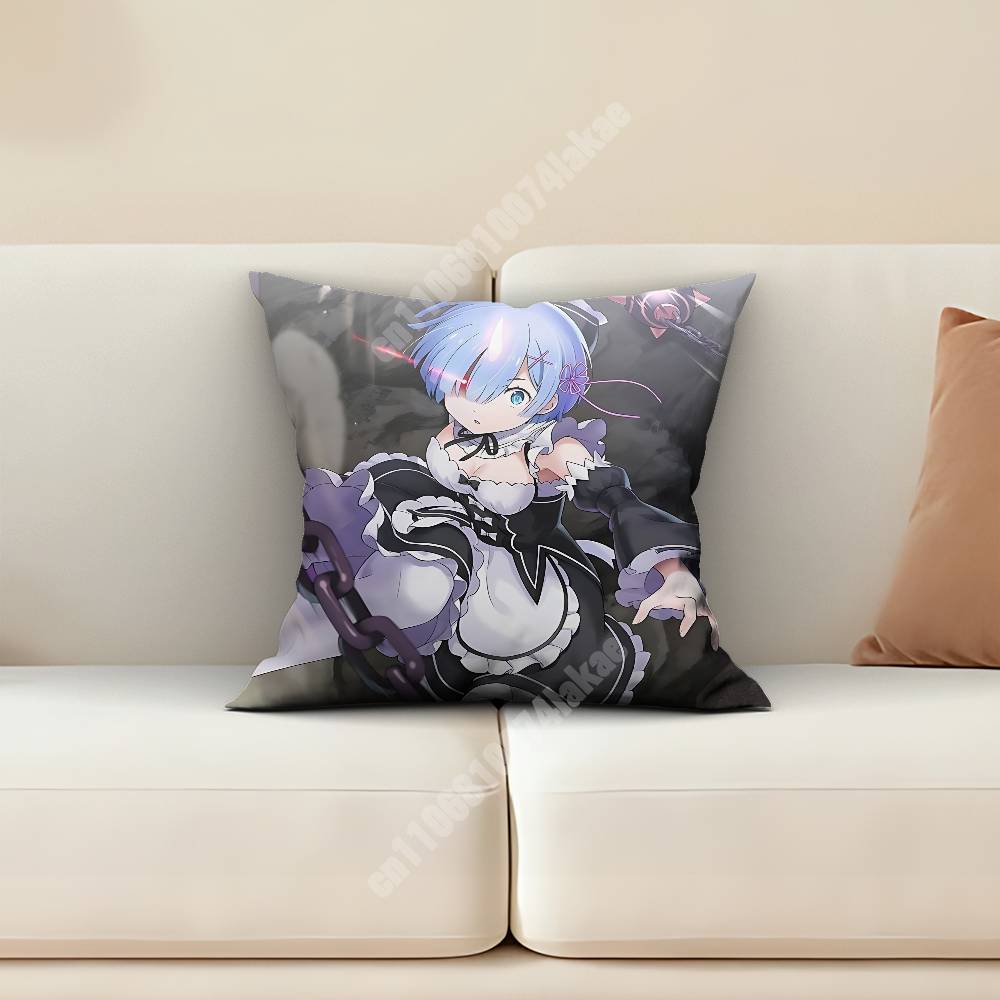 Rem Re Zero Pillow Cover Cushion Case Sofa Couch Modern Apartment Decor Family Furnishing