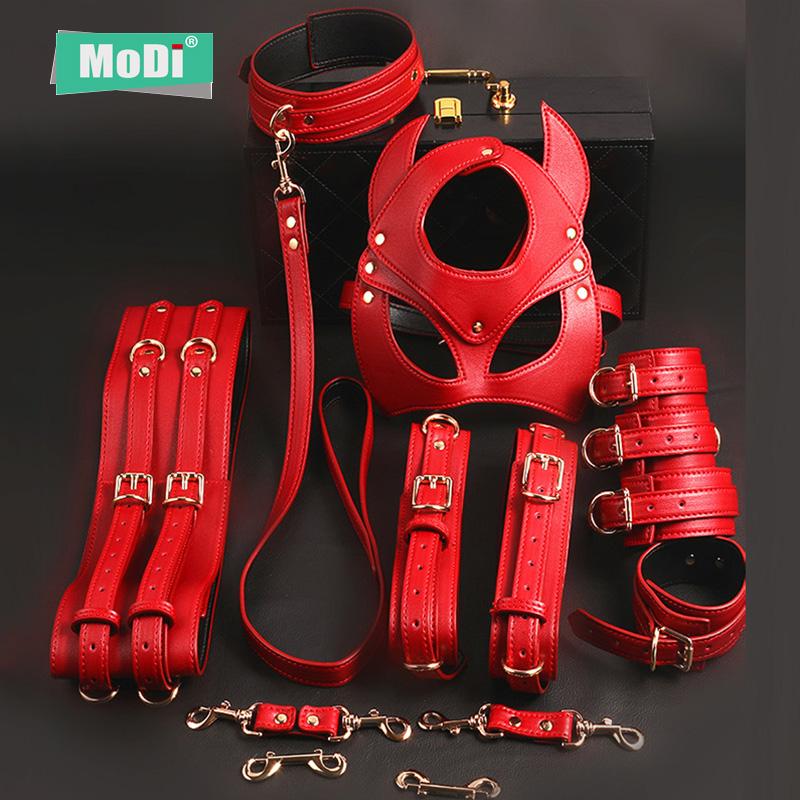 BDSM Sex Toys For Adult Game Leather Erotic Sex Kits Bondage Handcuffs Sex Game Whip Gag SM Bdsm Toys Luxury Set