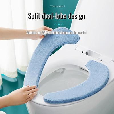 Winter Verdicken Plüsch Toilettensitzbezug Weich WC Paste Toilette Klebriges Sitzpolster Waschbar Badezimmer Wärmer Sitzdeckelbezug Polster Kissen