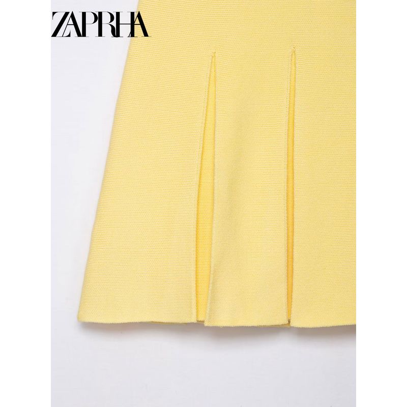 Zaprha 2025 Summer New Fashion Wide Pleat Simple and Versatile Casual Knitted Mini Skirt 5755040