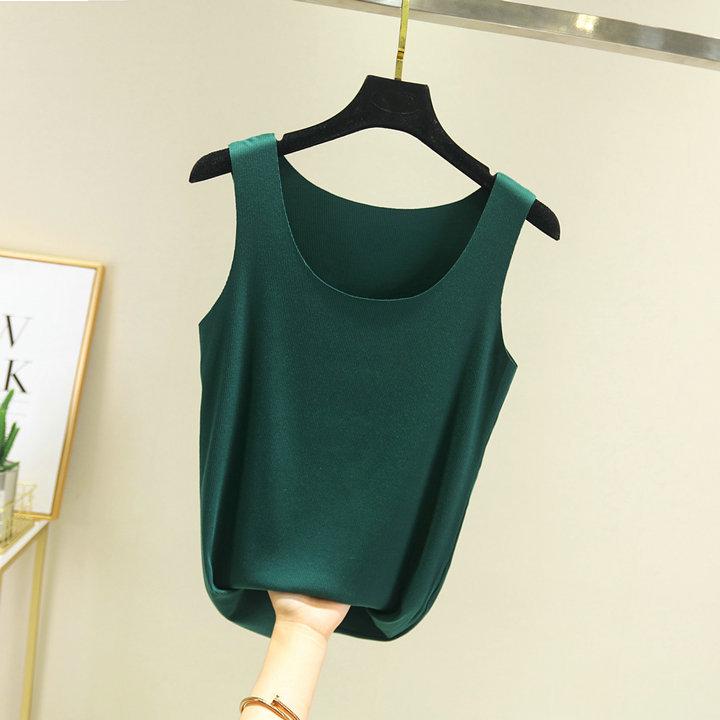 

Женская бесшовная майка из модала - Весенне-летняя безрукавная базовая майка с круглым вырезом и универсальная верхняя одежда XXL темно-зеленого