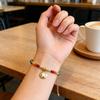 Simple 18K Gold Plated Copper Heart Bracelet Rainbow Crystal Beaded Hand Rope Girls Jewelry