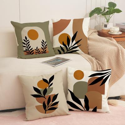 Abstract Simple Sofa Pillow Linen Breathable Comfortable Square Set Pillow Case Indoor Seat Cushion