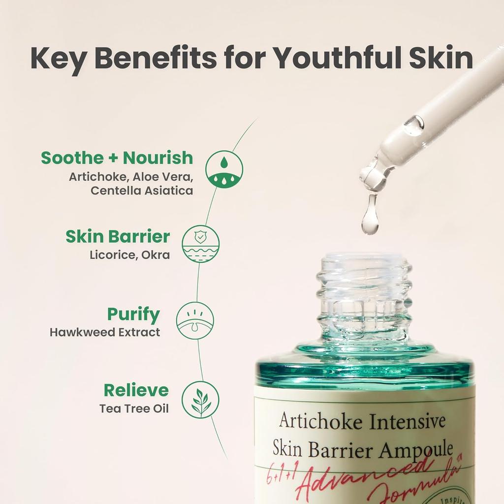 AXIS-Y Artichoke Intensive Skin Barrier Ampoule - Face Moisturizer Dark Spot Corrector Centella Ampoule -  1.01 Fl. Oz.