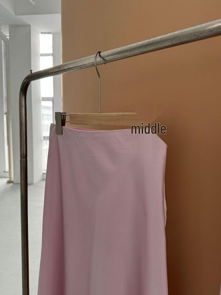 2024 Summer High-Waist Satin A-Line Drape Skirt for Women