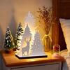 Wooden Christmas Decorations Vintage Tree, LED Lighted Tabletop Centerpiece Decorations, Eco Friendly Ornaments Winter Reindeer Xmas Desktop