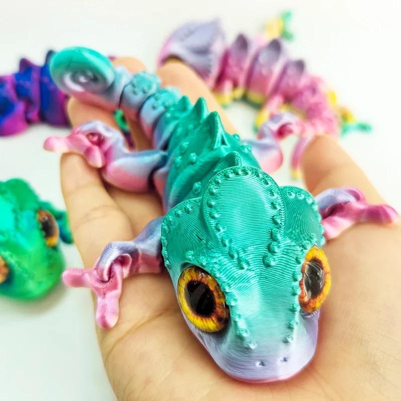 Stampa 3D Figure Camaleonte Articolazioni Mobili Giocattolo Fidget Modello Animale Cartone Animato Giocattoli Ornamento da Scrivania Giocattolo Per Bambini Adulti Regalo di Compleanno per Bambini Festa