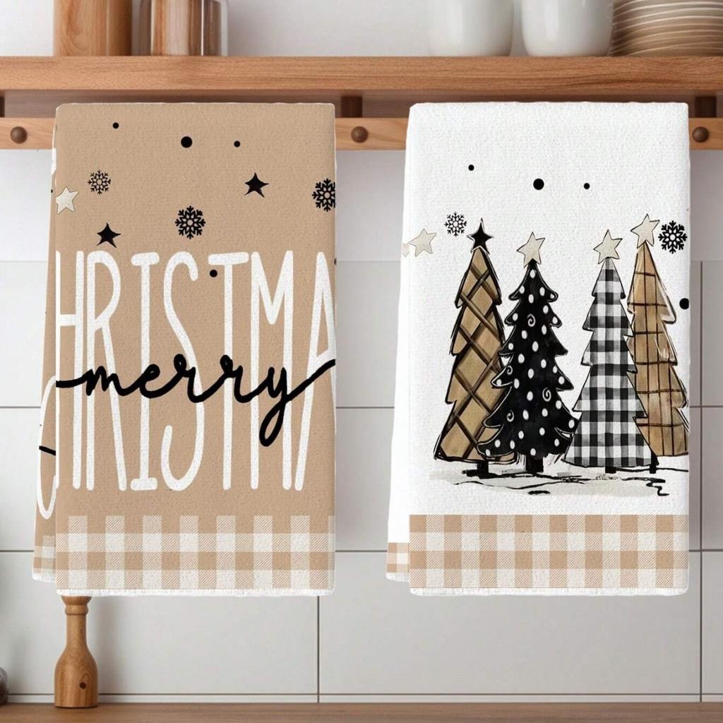 1pc/2pc/4pc/pack Christmas Scrub Sponge Creative Kitchen Dish Cloth Festive Cleaning Decor for Home & Table Kitchen Dish Towel Xmas Cleaning Supplies