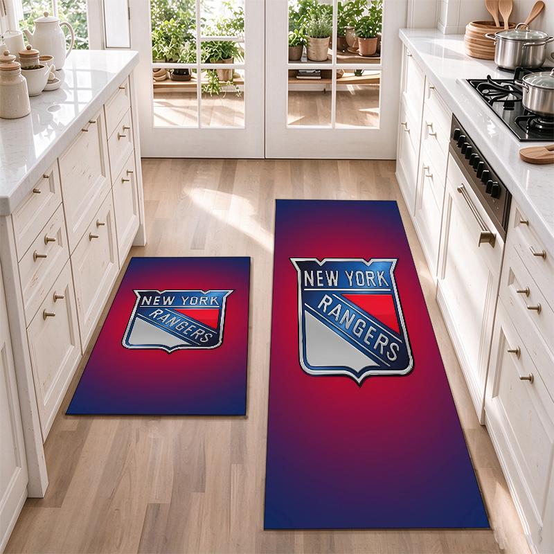 New York Rangers Flannel Kitchen Floor Mat – Non-Slip, Absorbent and Easy to Clean Suitable for Kitchens, Entryways Bedroomsand Bathrooms
