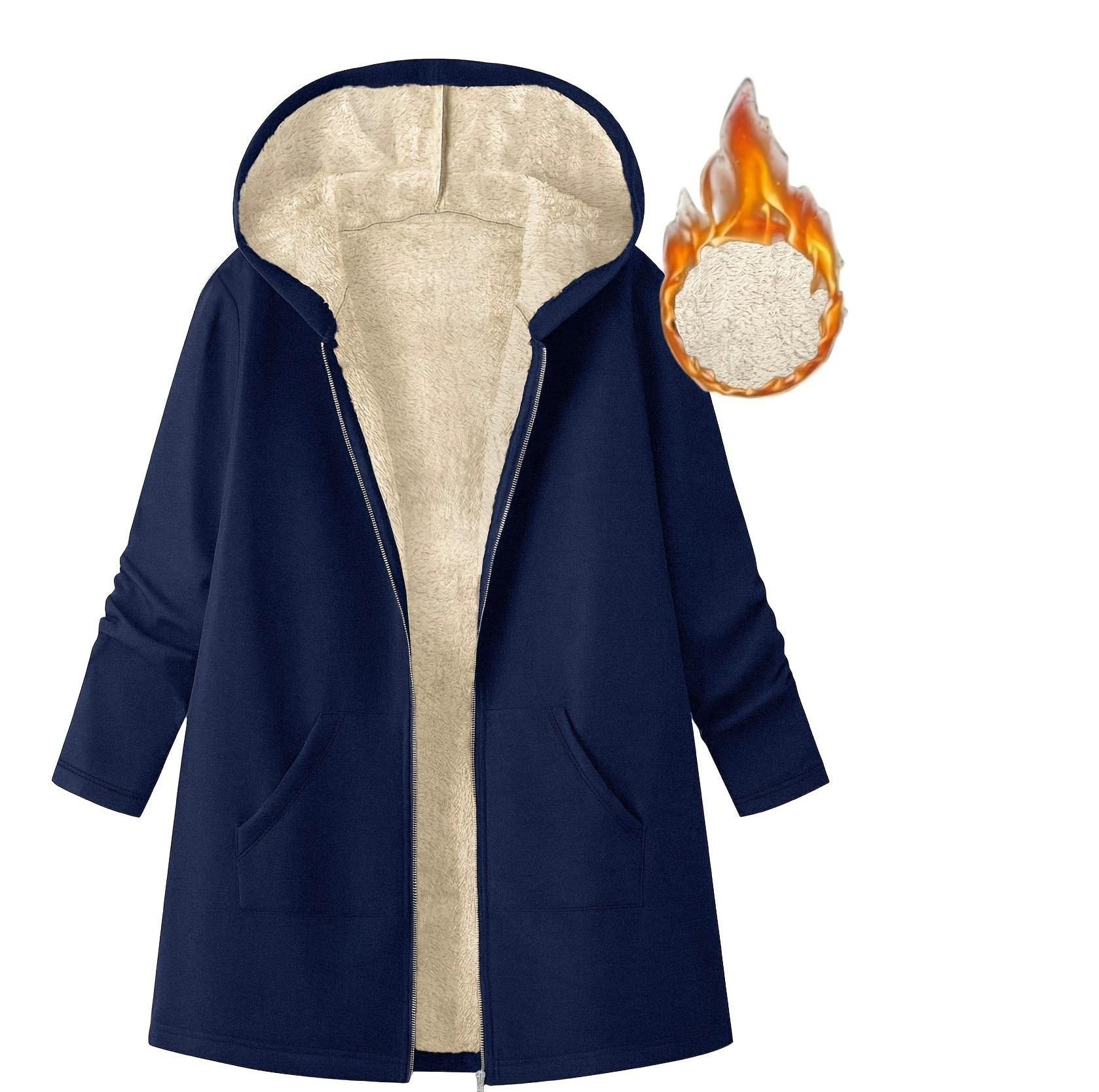 

Женское худи на флисовой подкладке, однотонное, с длинным рукавом, на молнии, удобной посадки, толстовка для осени и зимы XXXXXL темно-синий