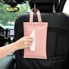 Car Tissue Holder for Visor Hanging Napkin Dispenser with Woven Pattern Universal Armrest Tissue Case for Vehicle Interior