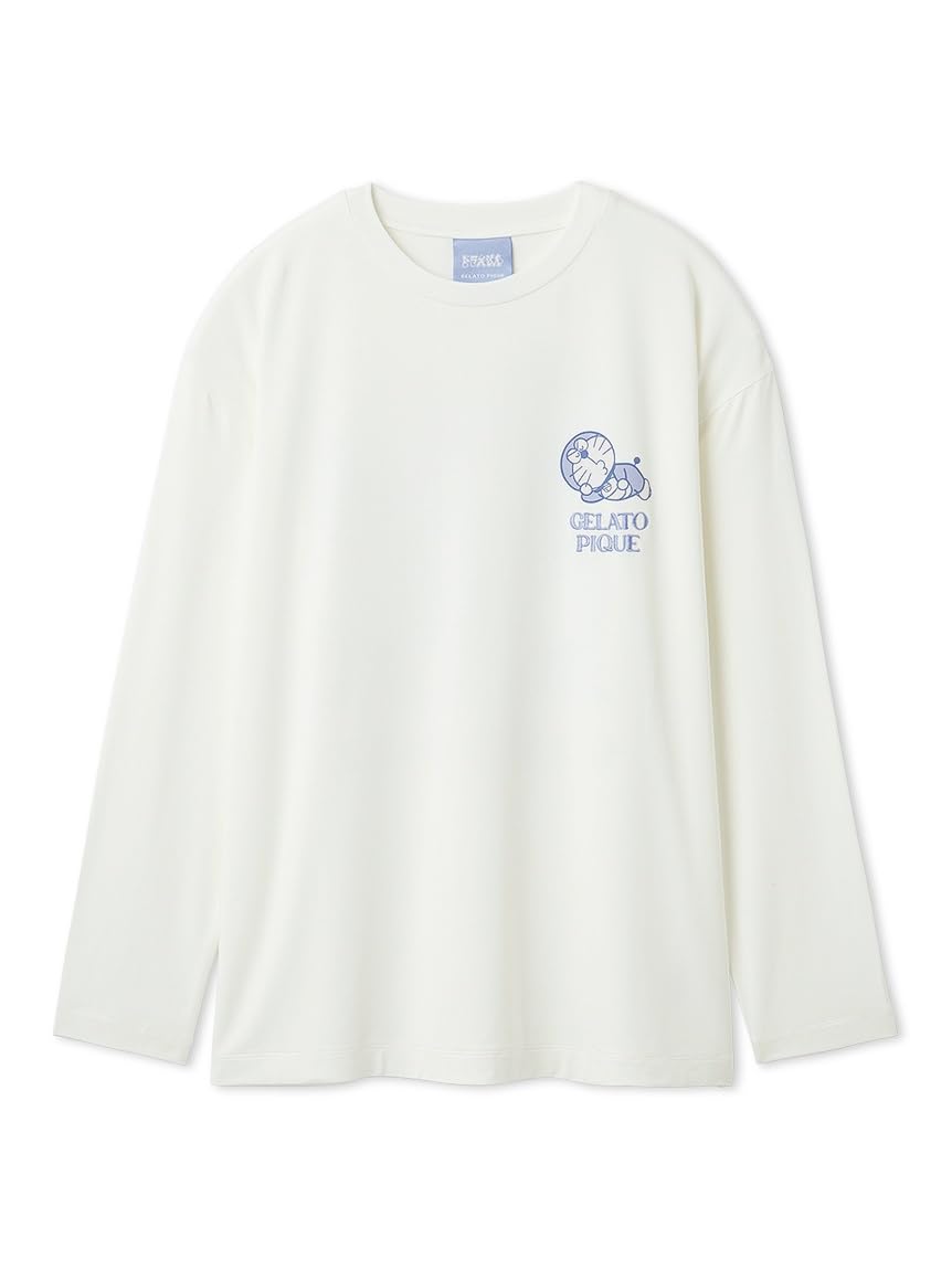 Принтованная длинная футболка PWCT261208 OWHT F [Doraemon] [Женская]