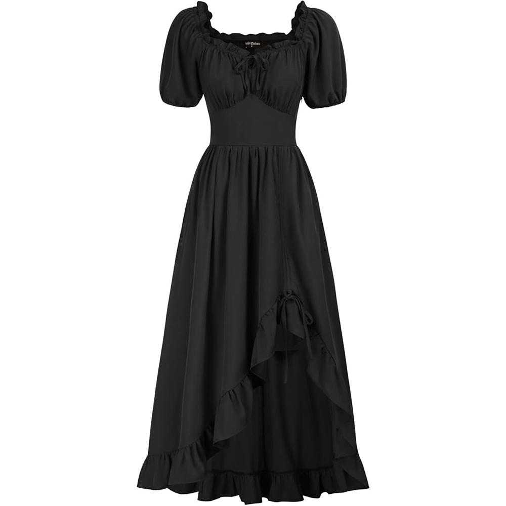 

Платье эпохи Возрождения Женское Платье-корсет в стиле коттеджкор Макси-платье с оборками и карманами S