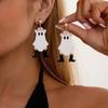 Creative Halloween Ghost Pumpkin Dangle Earrings for Women Lightweight Cartoon Bat Cat Flower Earrings Festival Jewelry Gifts