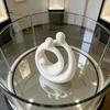 High-end Art Furnishings 3D Printed Abstract Holy Family Statue, Minimalist White Circular Embracing Sculpture, Modern TV Cabinet Ornaments Aesthetic