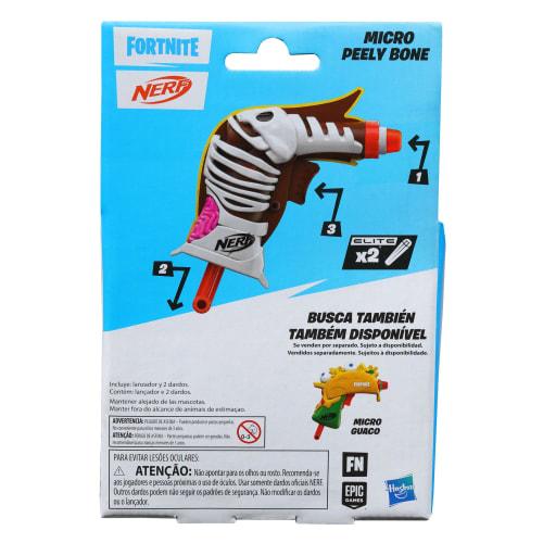 Hasbro Nerf Micro Shot Fortnite Peely Bone Mini Blaster, Design Based on Fortnite Peely Bone, Includes 2 Nerf Elite Darts, Fortnite Nerf Blaster F7672