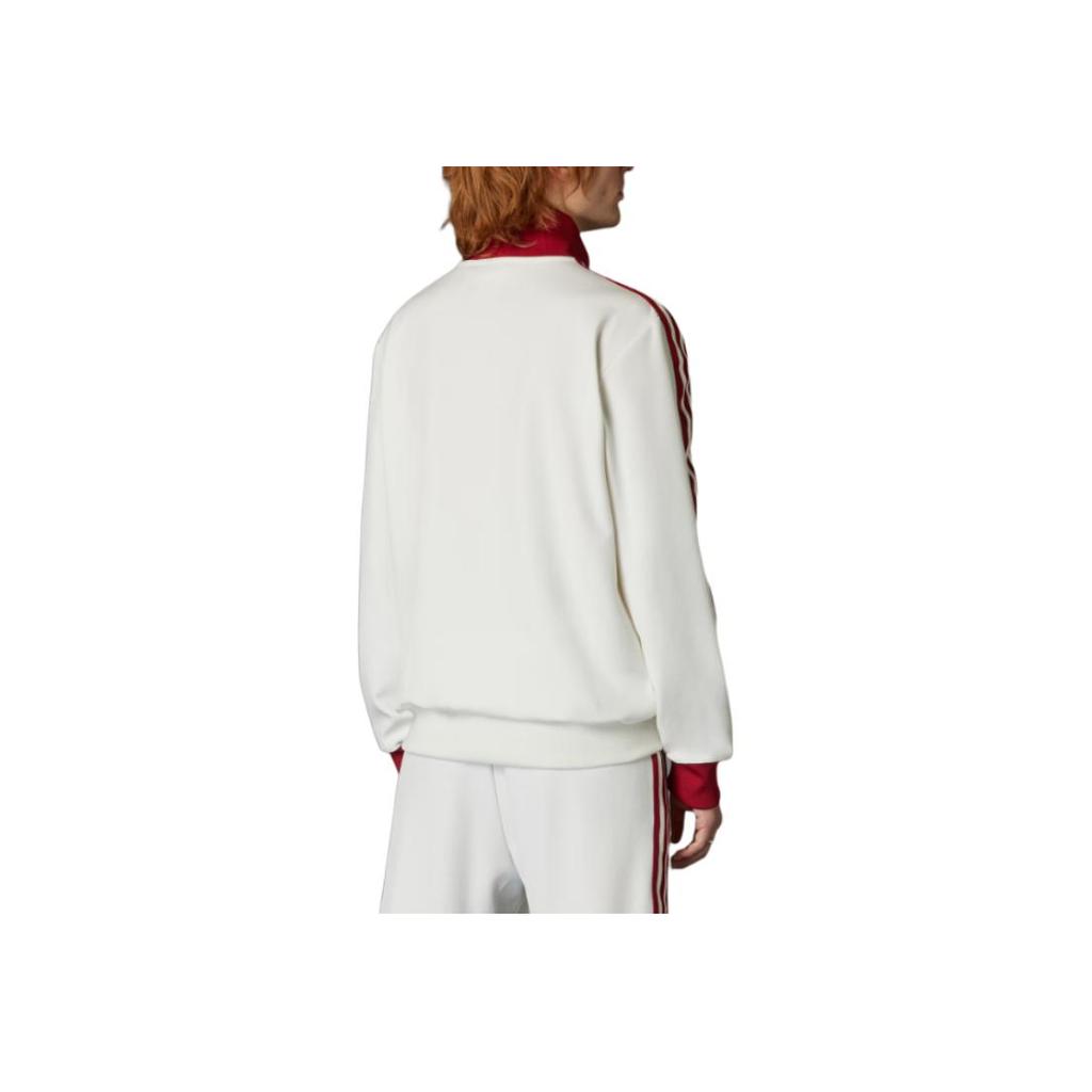 Adidas Originals Logo Embroidered Slim Fit Stand Collar Zip Long Sleeve Jacket Men Jacket Off-White JF0593