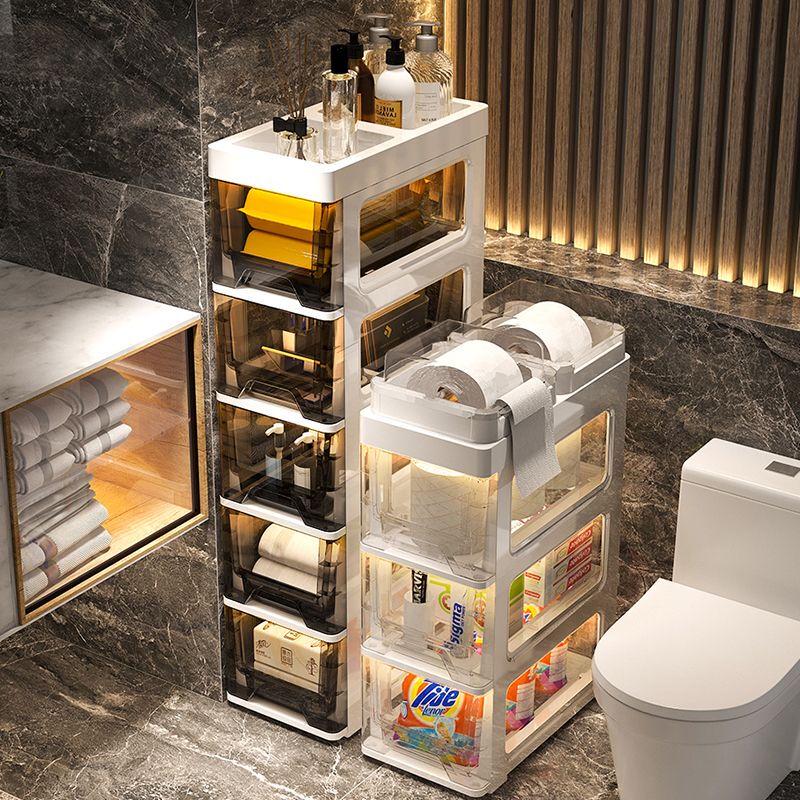 Transparent Slim Bathroom Storage Cabinet with Drawers