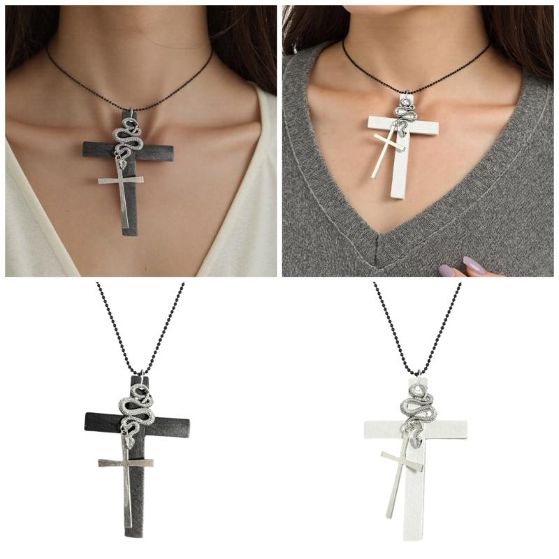 Unisex Crosses Charm Pendant Necklace with Sturdy Glass Special Gifts Accessory for Religious Occasions Daily Use